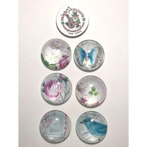 Glass Dome Floral Refrigerator Magnets and Irish Key West Magnet Lot of 7